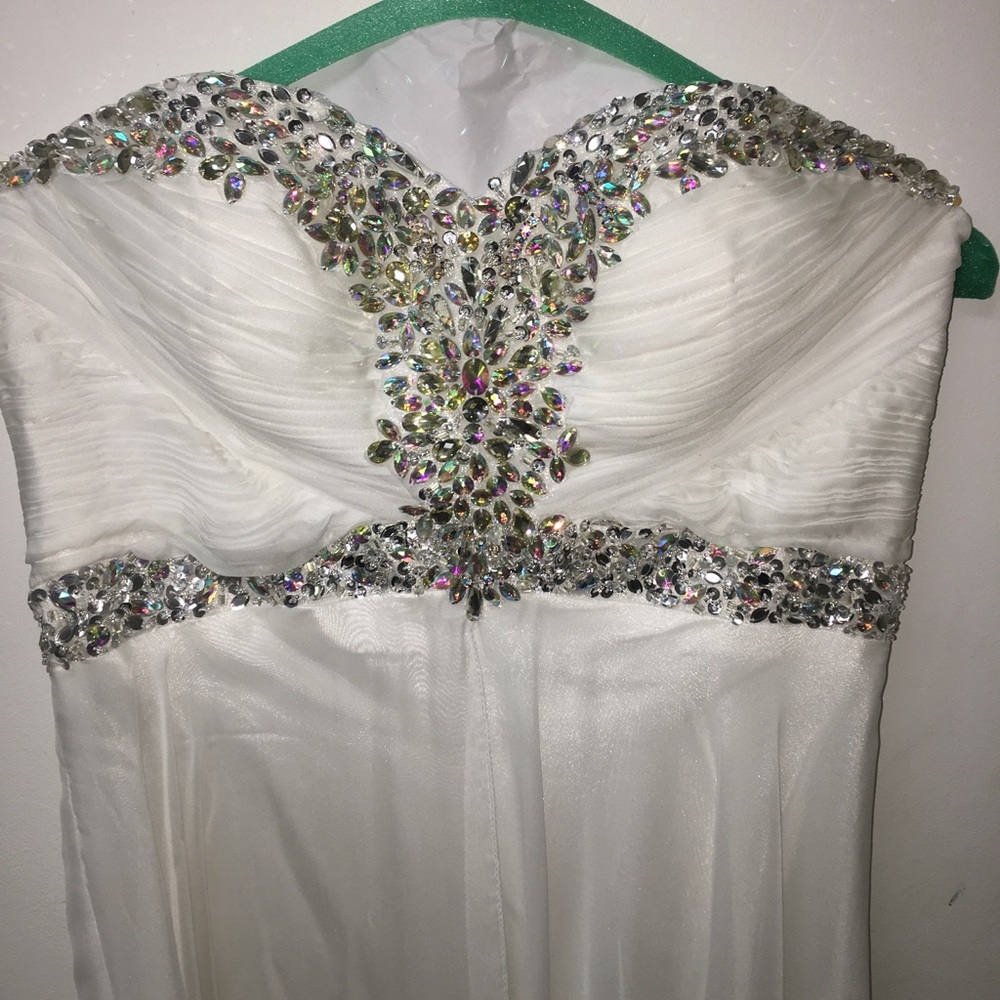 White sequined sweetheart dress